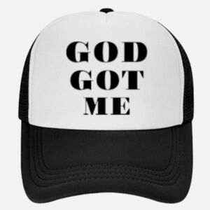 Black and White 'God Got Me' Trucker Hat